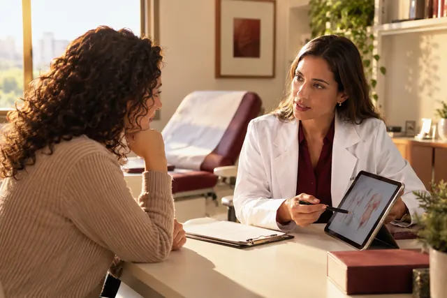 Paciente conversando com médico sobre cirurgia reparadora